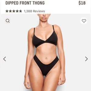 SKIMS Fits Everybody Dipped Front Thong, Black, Small, NWT
